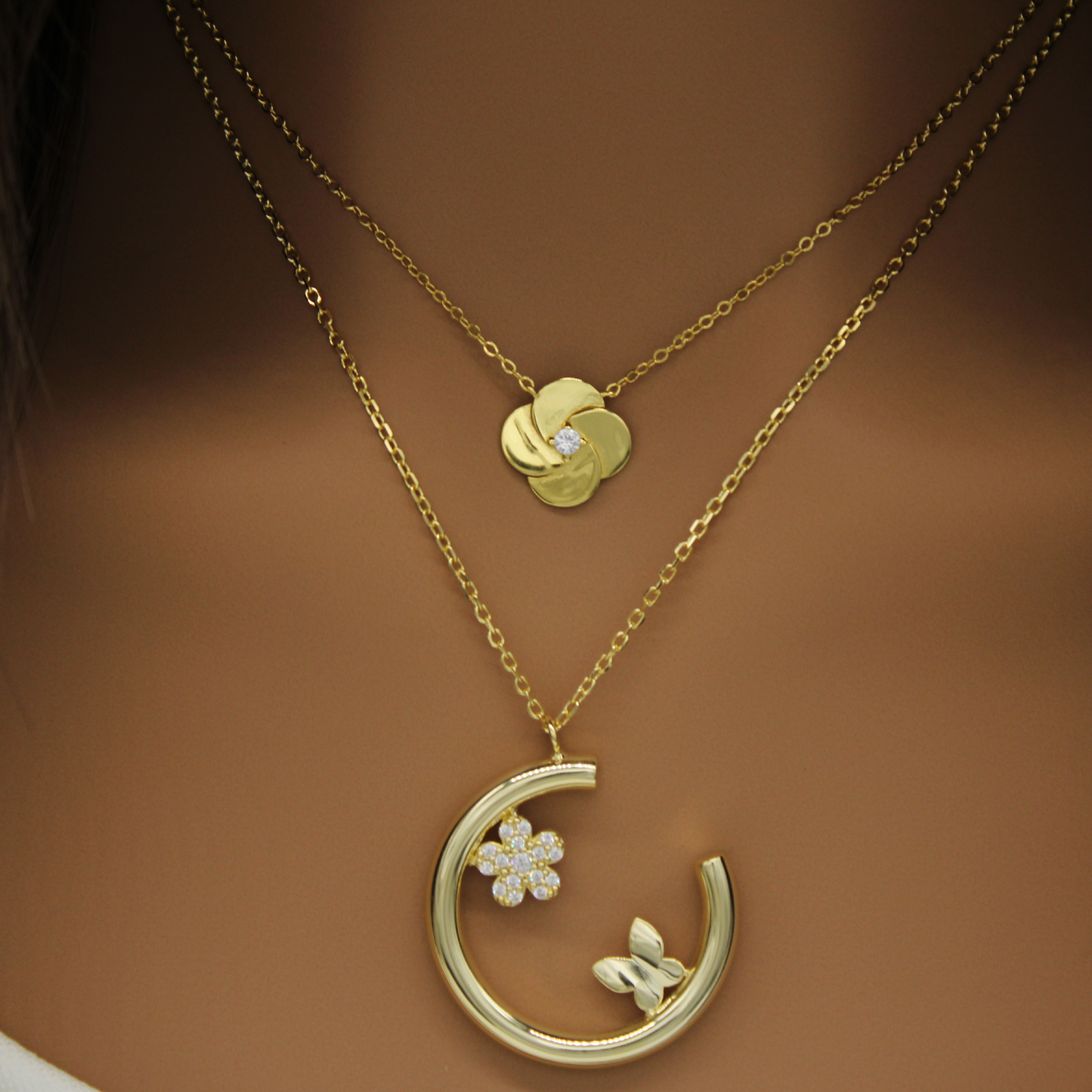 Crescent Blossom Butterfly Necklace