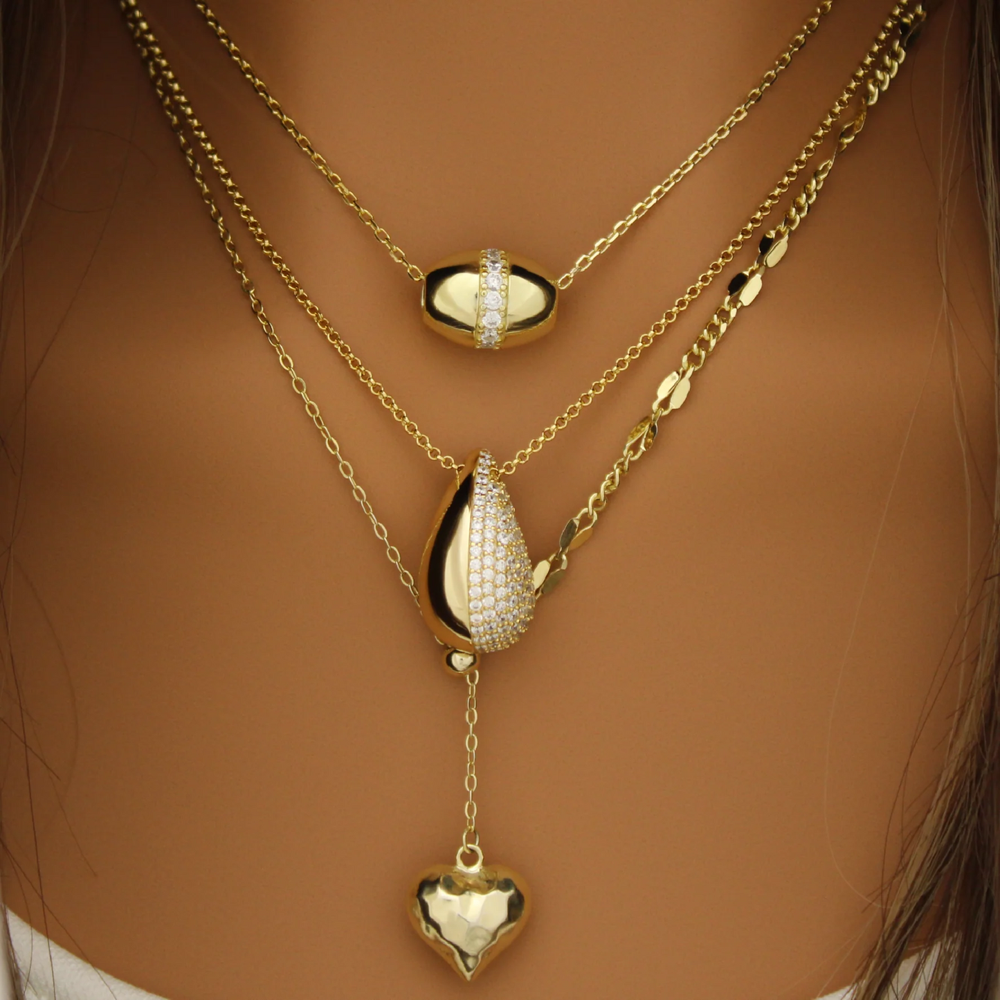 Golden Teardrop Pendant Necklace