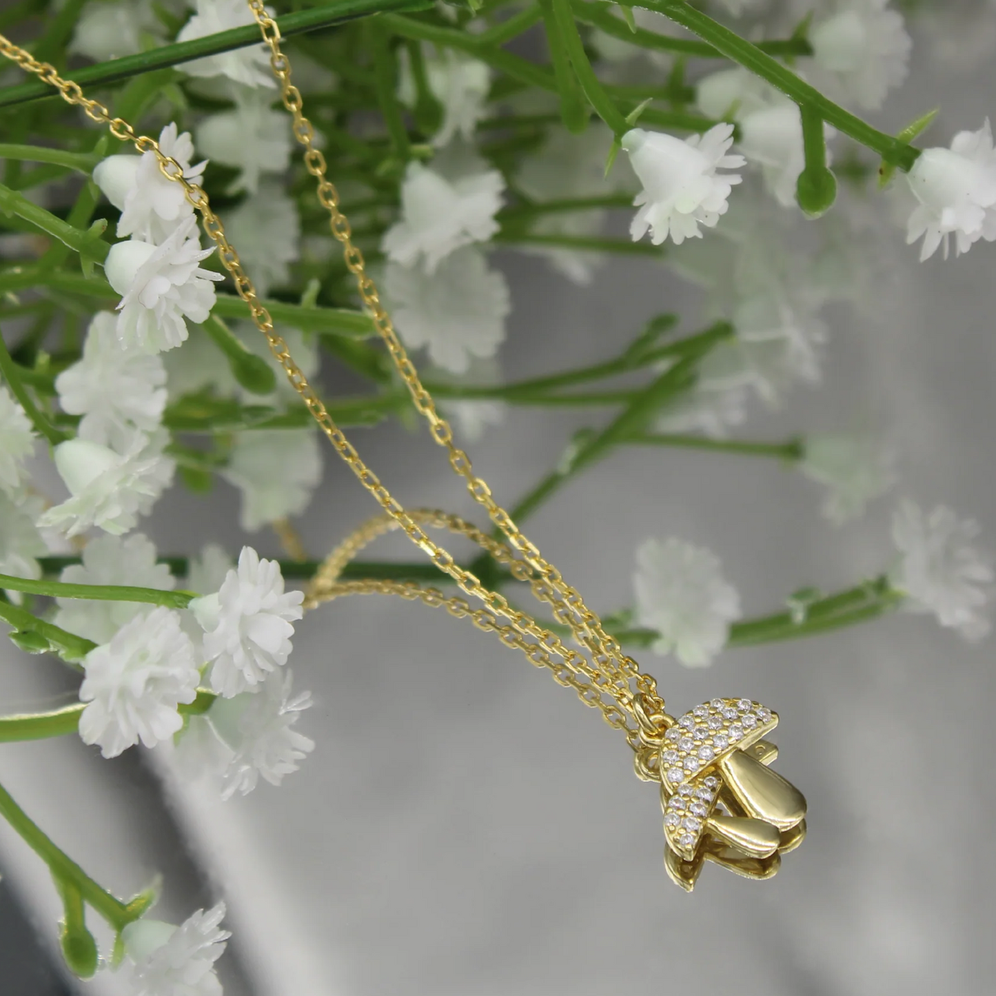 Golden Mushroom Charm Necklace