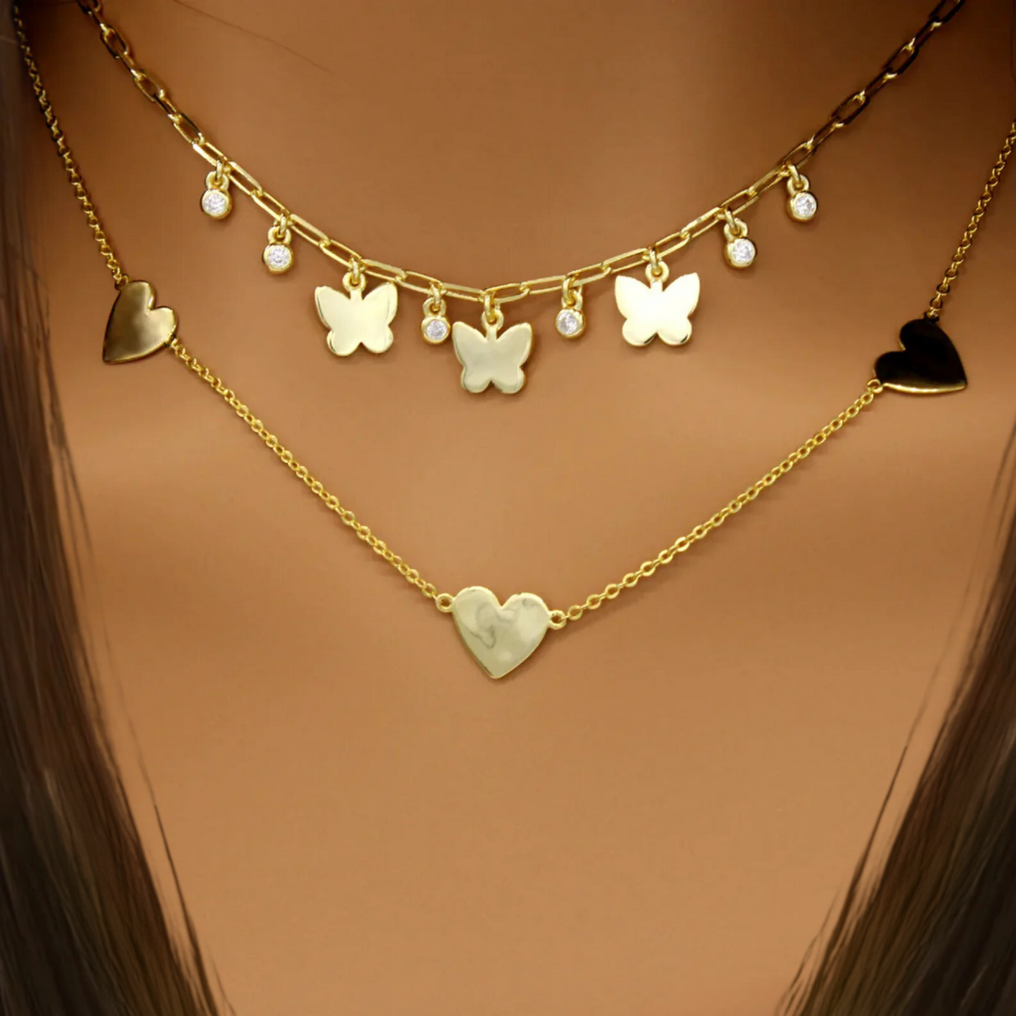 Golden Trio Heart Necklace