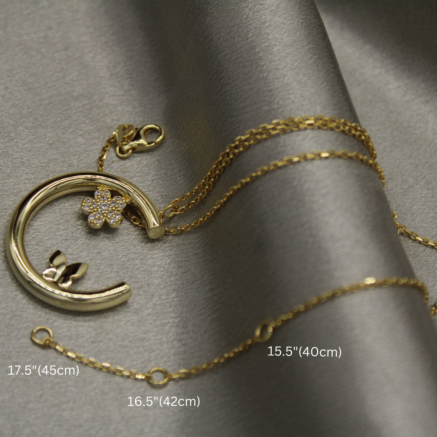 Crescent Blossom Butterfly Necklace