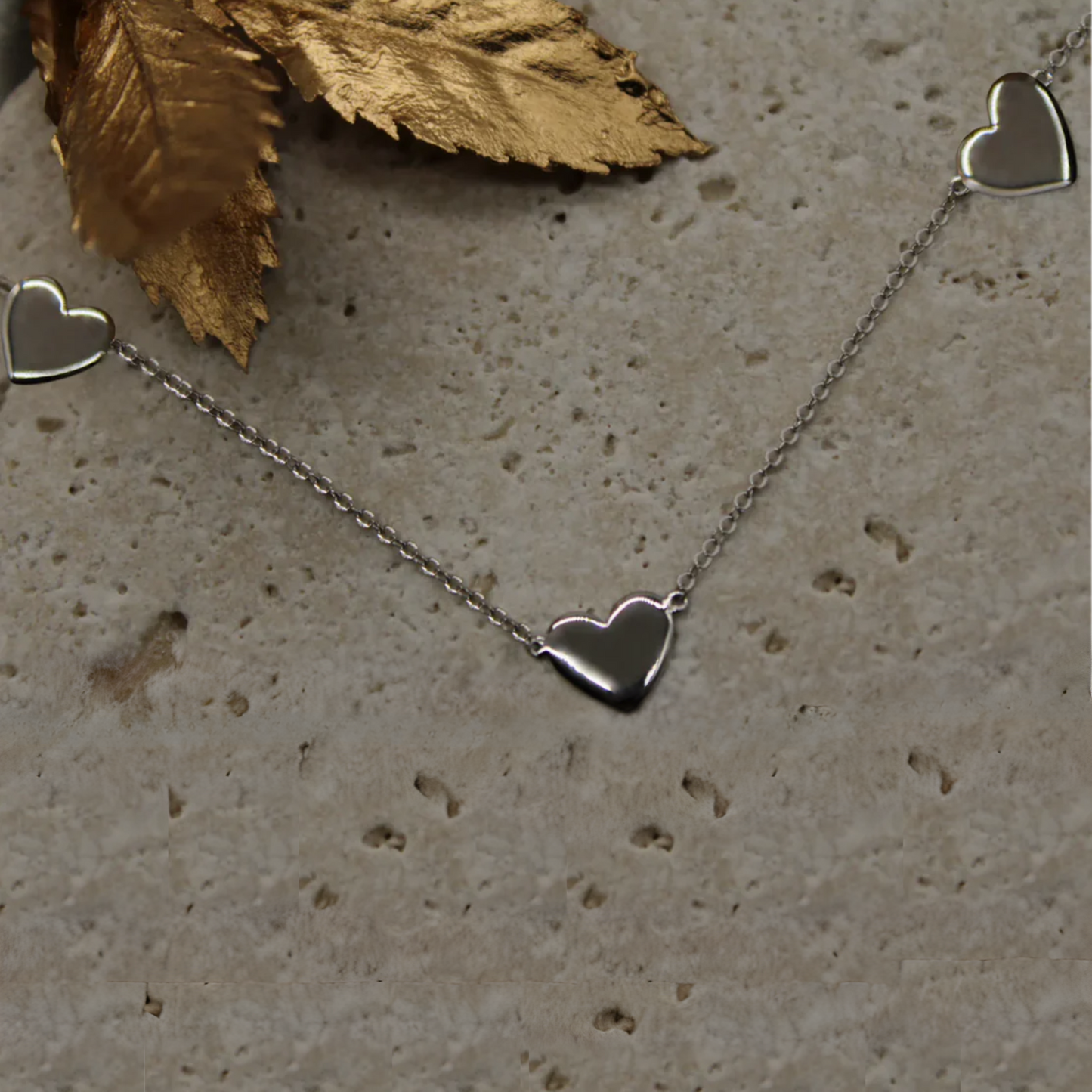 Golden Trio Heart Necklace