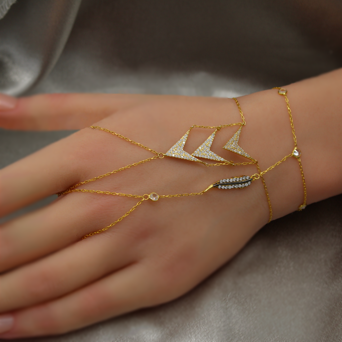 Golden Arrow Hand Chain