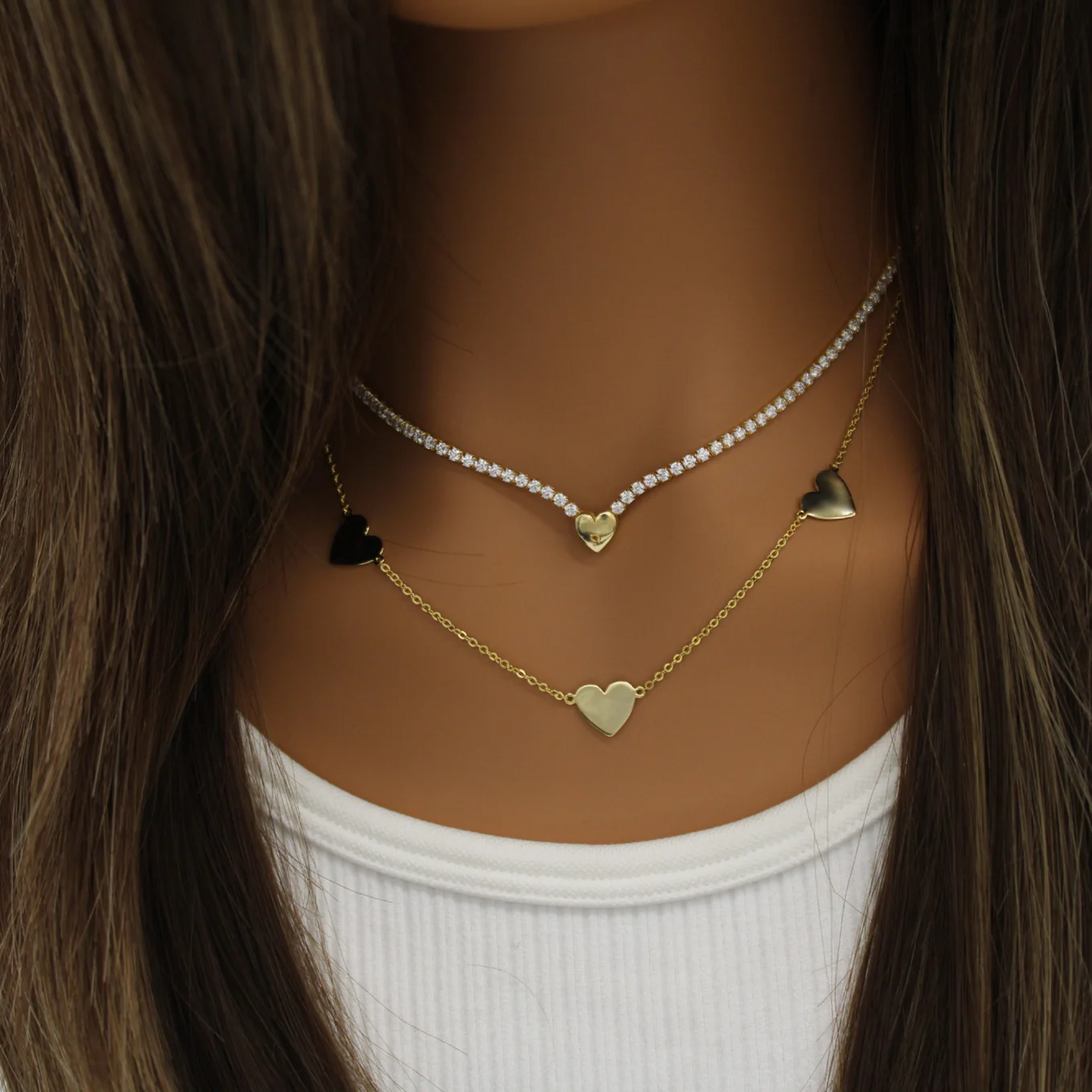 Golden Trio Heart Necklace