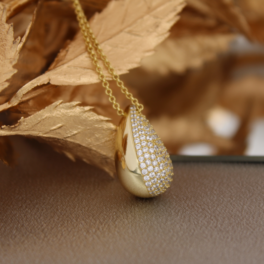 Golden Teardrop Pendant Necklace