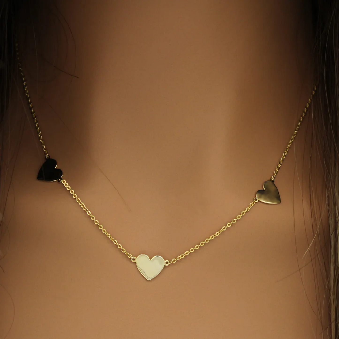 Golden Trio Heart Necklace